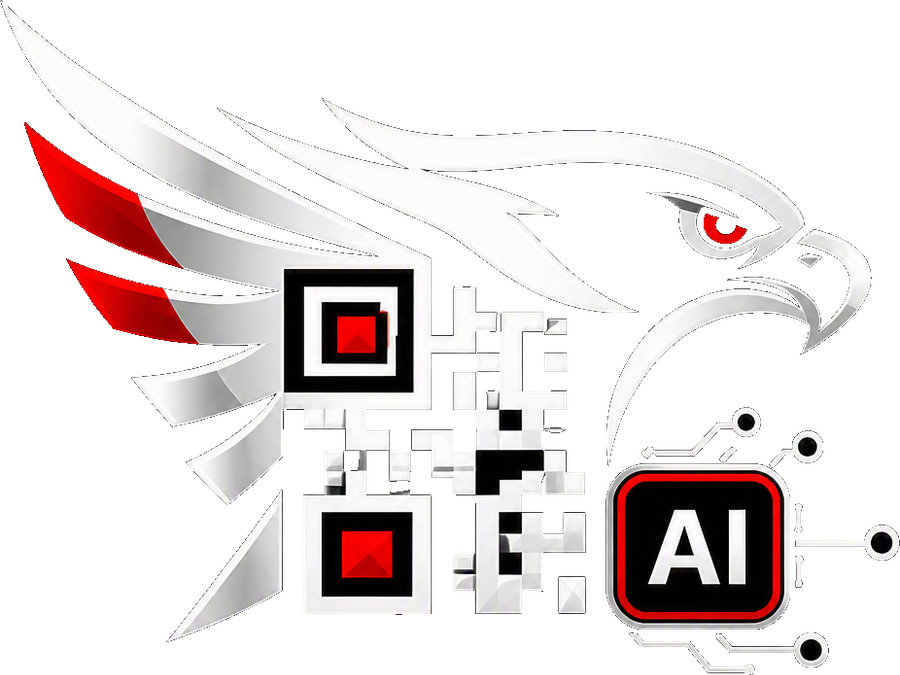 ScanHawk logo — a stylized hawk merged with a QR code and an AI chip